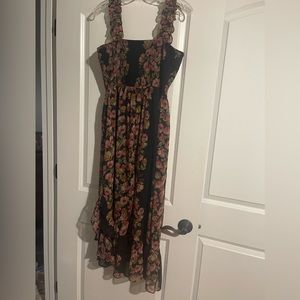 NWT Maurices Black Floral Smocked Dress Large